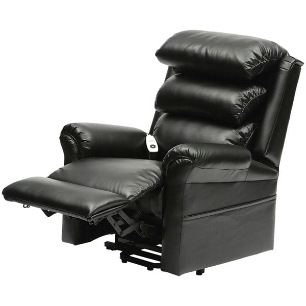 Wall Hugging Rise and Recline Lounge Chair - Wipe Clean PU Leather - Black Loops
