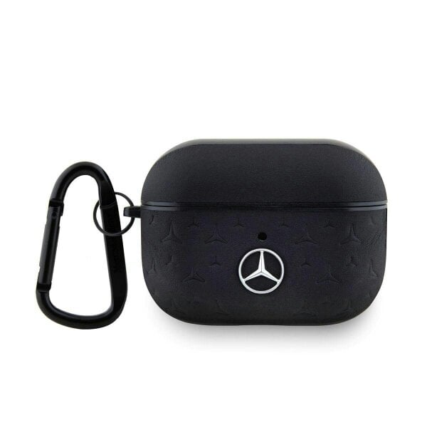 Mercedes Benz Geometry Star Pattern Leather Case for AirPods Pro 2 Black - MEAP28REMPK