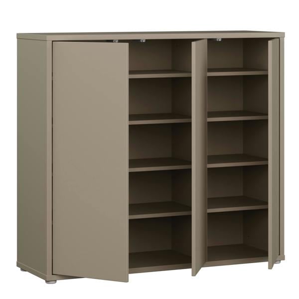 Furniture To Go Alice Springs Shoe Cabinet with 3 Doors Push-to-Open in Taupe