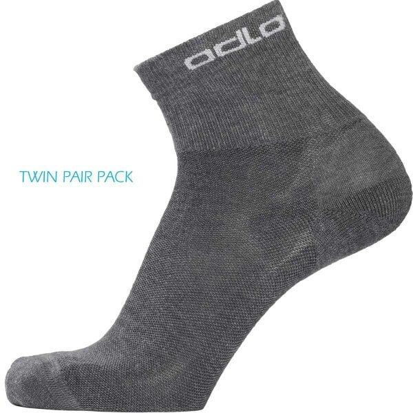 ODLO Mini-Crew Active Sports Socks Twin Pair Pack {O-763830} - Dark Grey - Large