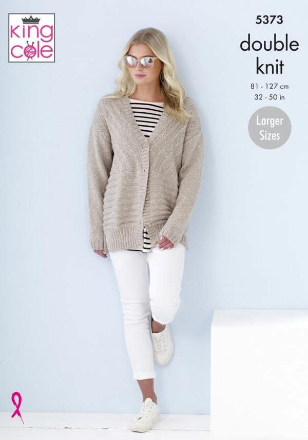 King Cole Cotton Top DK Knitting Pattern 5373, Cardigans for Women, 32 - 50 Inches