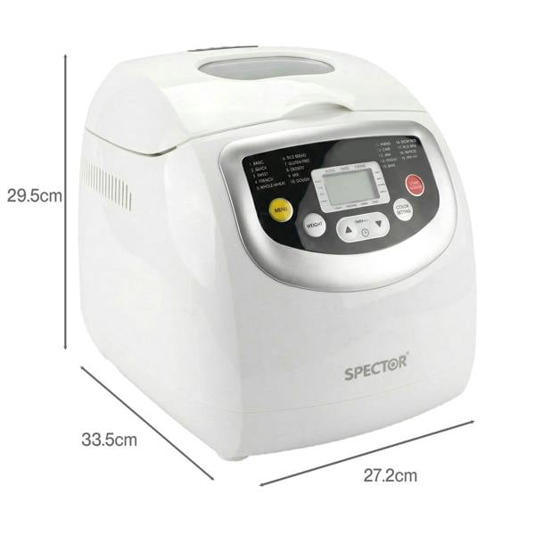 Spector Bread Maker 2lb Loaf Machine with 19 Programmer Timer 3 Crust Non-Stick