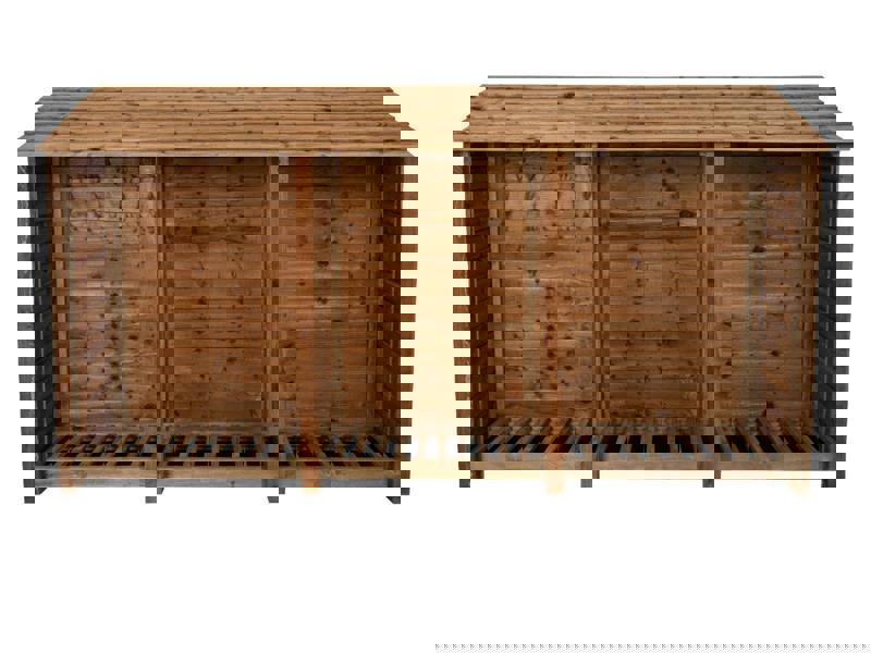 Arbor Garden Solutions Wooden Log Store W-335cm, H-126cm or 180cm, D-88cm - Brown Finish