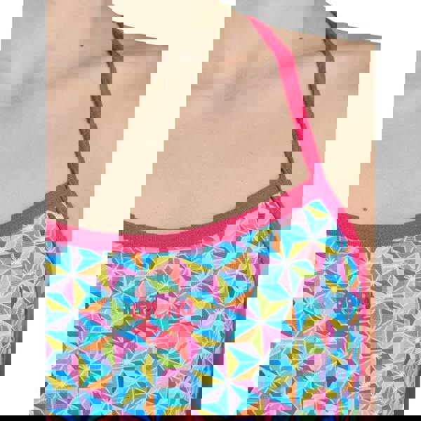 Arena Girls Starfish Lightdrop swimsuit in rose multi with pink trim