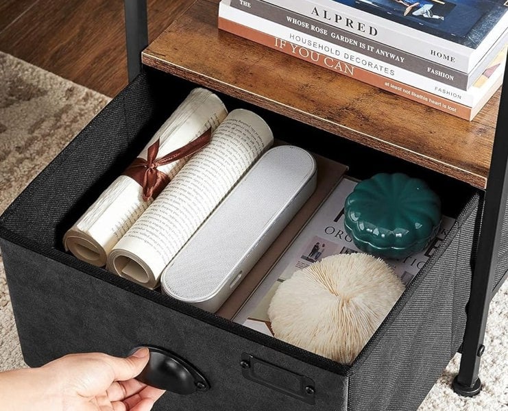 Modcraft Nightstand Featuring Fabric Drawer - Bedside Table