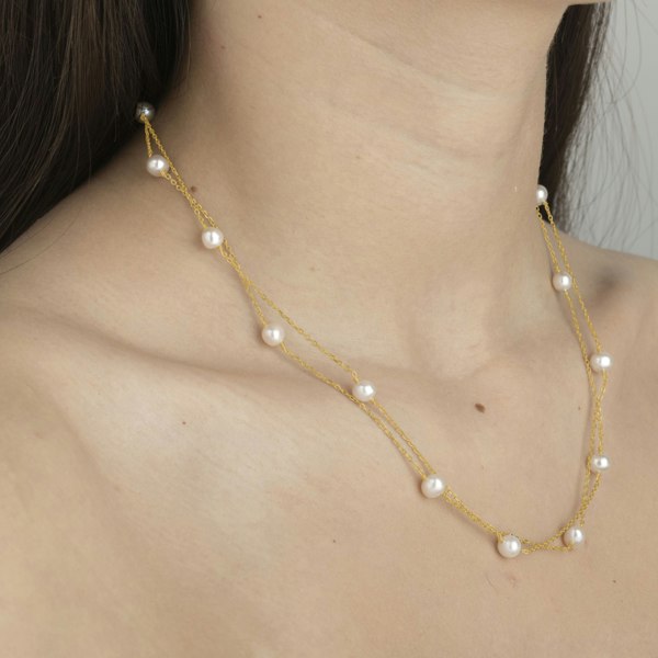 Gold Trip Layered Pearl Satellite Necklace