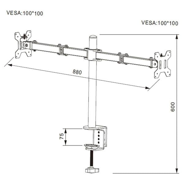 Gr8 Home Double Twin Arm Desk Mount TV LCD Monitor Computer Screen Bracket Dual 13"-27"