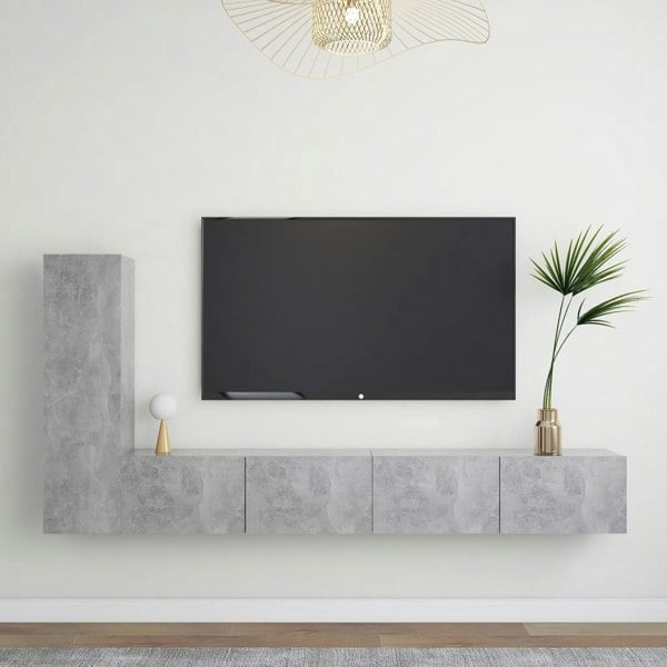 Berkfield 3 Piece TV Cabinet Set Concrete Grey Engineered Wood