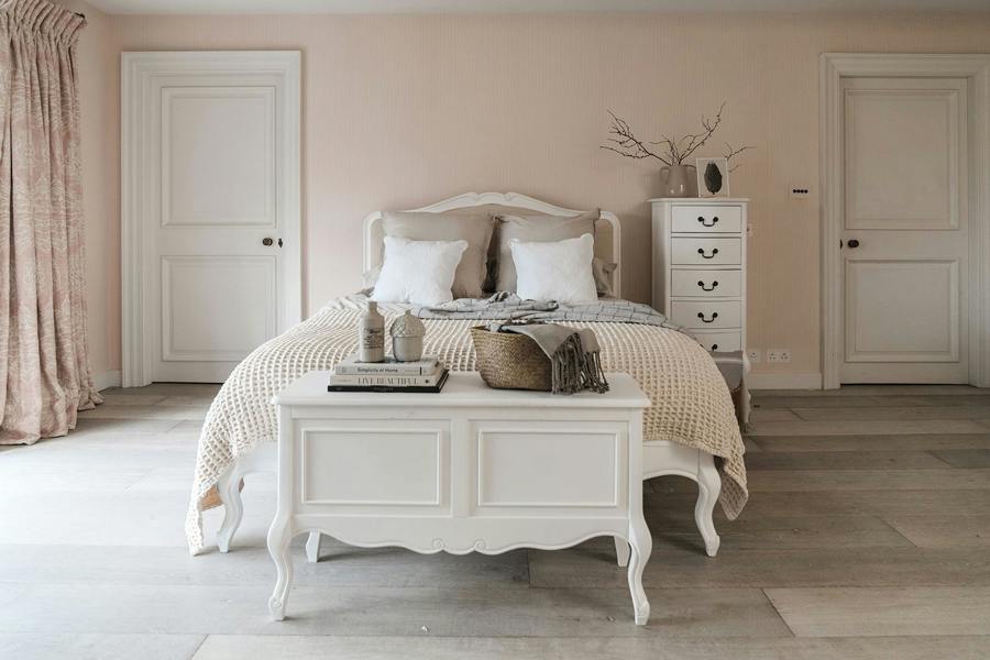 Statement Furniture Juliette White Bed Frame French Style with Upholstered Headboard 4ft6 5ft 6ft