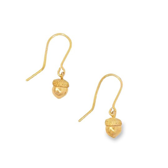 Reeves & Reeves 18k Gold Acorn Drop Earrings