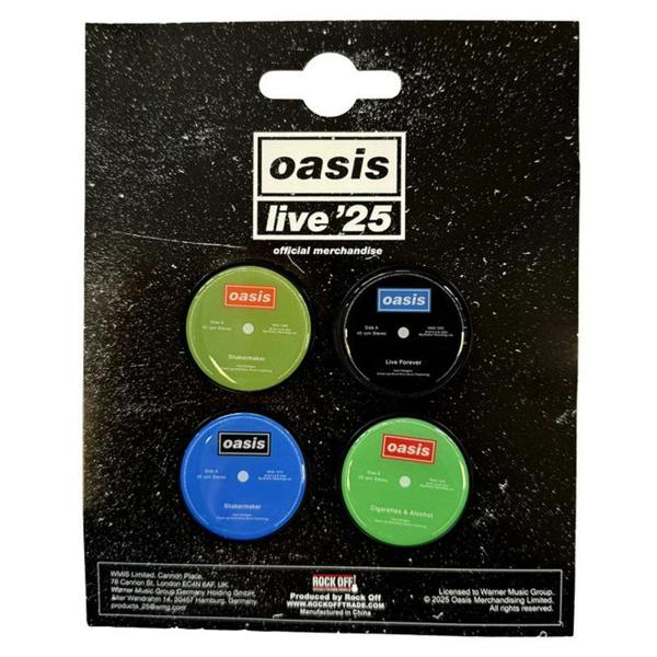 Oasis Live 25 Single Discs Fridge Magnet Set Of 4