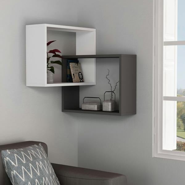 Decortie Ring Corner Wall Mounted Modern Bookcase Display Unit 60cm