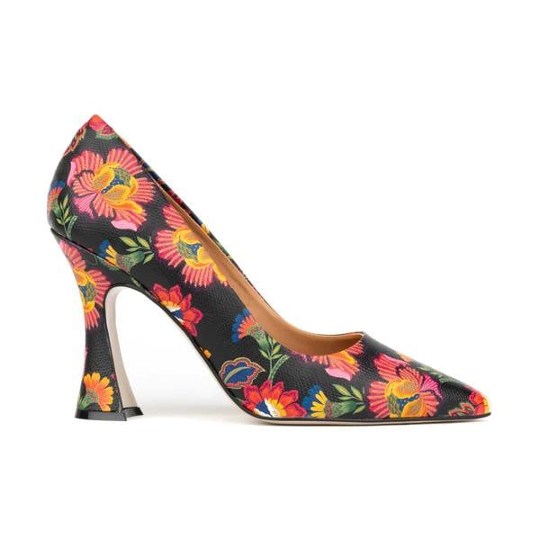 Embassy London Emily Hollywood - Red Flowers - Women's pointy 4 inch multicolour leather pump