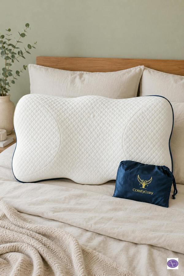 ComfyCozy Deluxe Butterfly Memory Foam Pillow + Luxury Silk Eye Mask