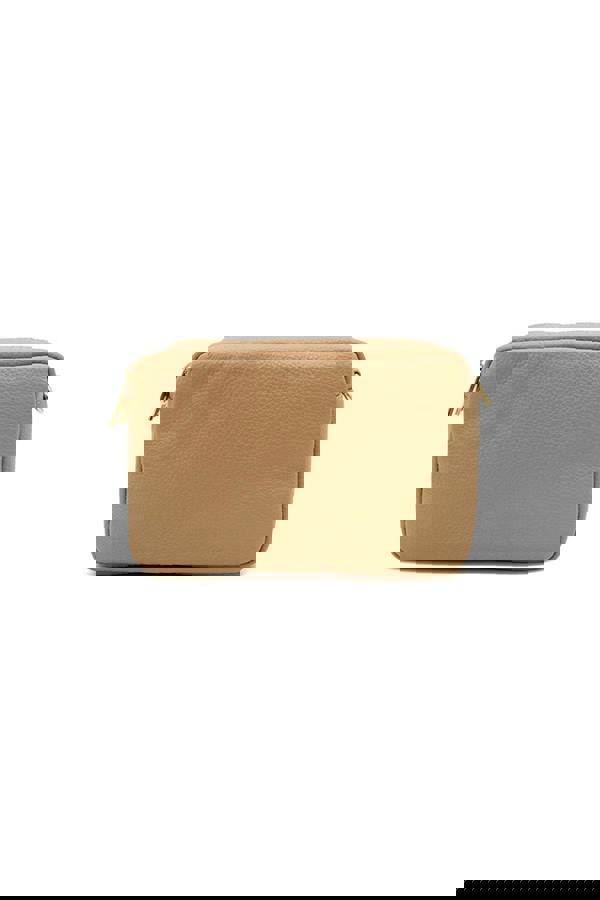 Pluspup Italian Genuine Leather Crossbody Bag with Double Zipper Compartments