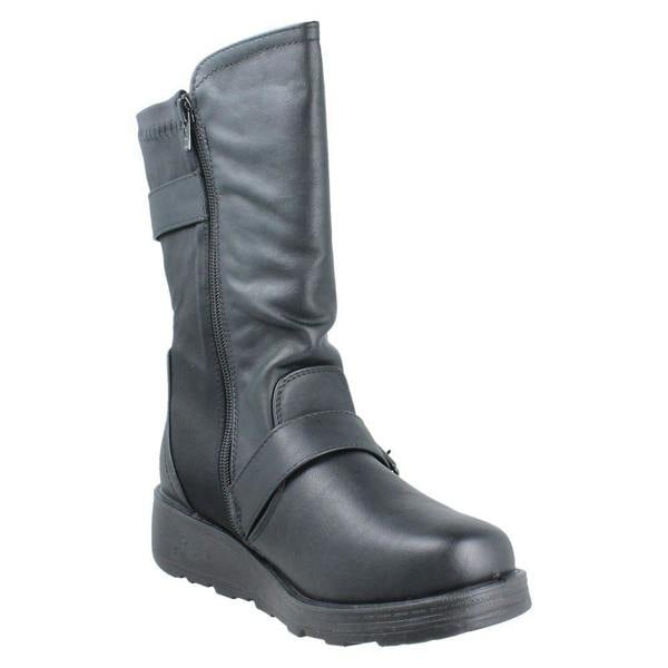 Spot On Ladies Spot On Wide Fit Mid Calf Ankle Boots F4468