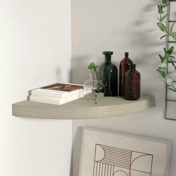 Berkfield Floating Corner Shelf Oak 35x35x3.8 cm MDF