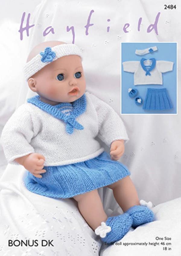 Hayfield Bonus DK Knitting Pattern 2484, Doll Clothes One Size - Intermediate