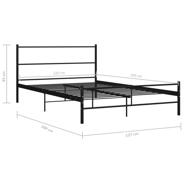 Berkfield Bed Frame Black Metal 120x200 cm