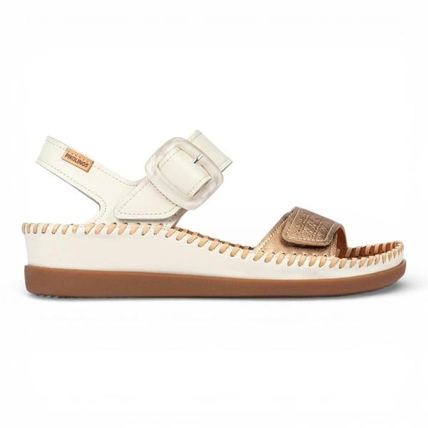 Pikolinos Cadaques - Women's White Leather Lightweight Wedge Sandals
