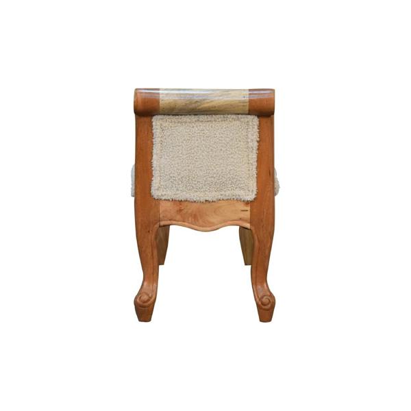 Artisan Furniture Solid Wood Cream Boucle French Style Bench
