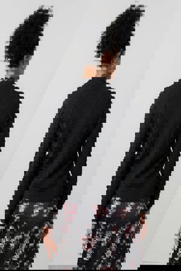 Lily & Me Elise Tie Neck Pointelle Jumper Black