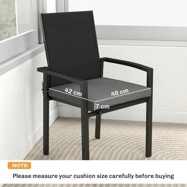 Set of 6 Outdoor Seat Cushions with Machine Washable Cover, Water Repellent Seat Cushions Dark Grey