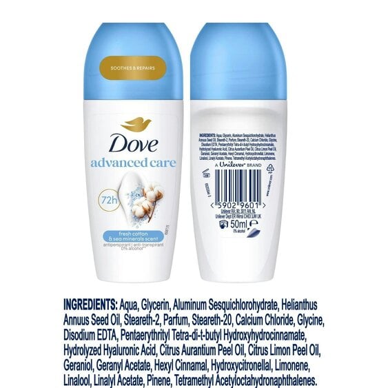 Dove Advanced Care Anti-Perspirant Roll On Fresh Cotton & Sea Minerals, 50ml