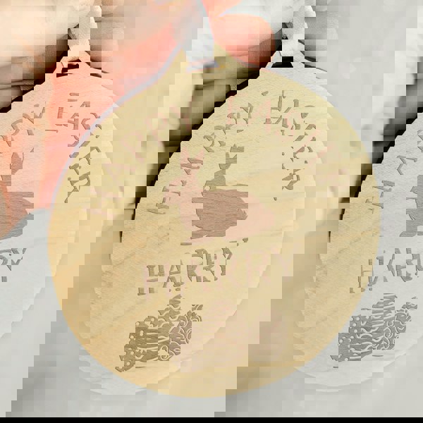 Personalised Memento Company Personalised Easter Bunny Round Wooden Decoration