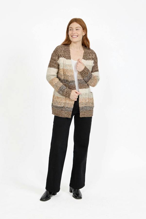 Mudflower Cable-Knit Stripe Cardigan