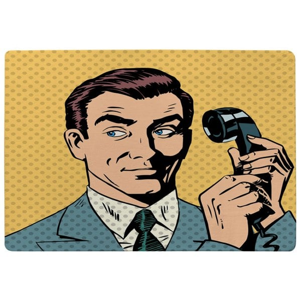 Benjamin Tate Design Male businessman talking on the phone style pop art retro (Rug)