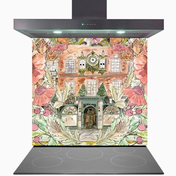 Claire Louise Fortnums In Full Bloom Glass Kitchen Splashback