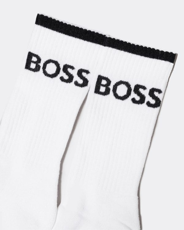 BOSS Orange 6 Pack Mens Stripe Combed Cotton Quarter Length Socks NOS - White 100