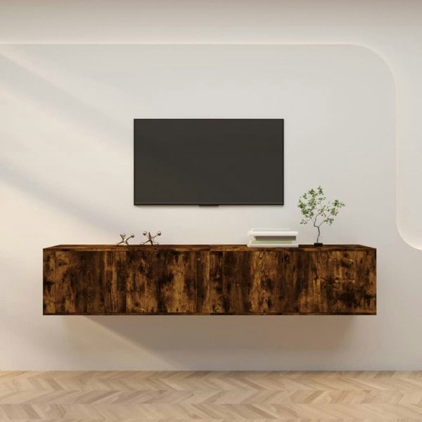 Berkfield Wall-mounted TV Cabinets 2 pcs Smoked Oak 100x34.5x40 cm