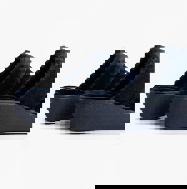 Totes Isotoner SPARKLE VELOUR HEELED MULE Womens Mule Slippers Navy