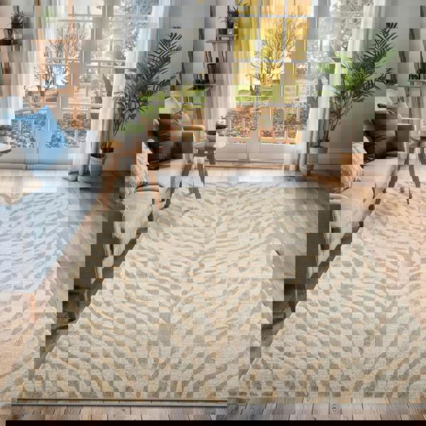 Livabliss City-Animal Print Grey Beige Yellow Boho Zebra Pattern Rug