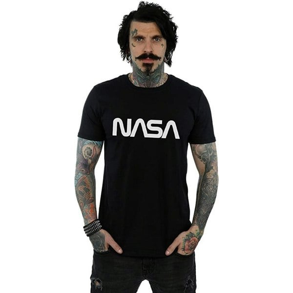 NASA Mens Modern Logo Cotton T-Shirt - Black