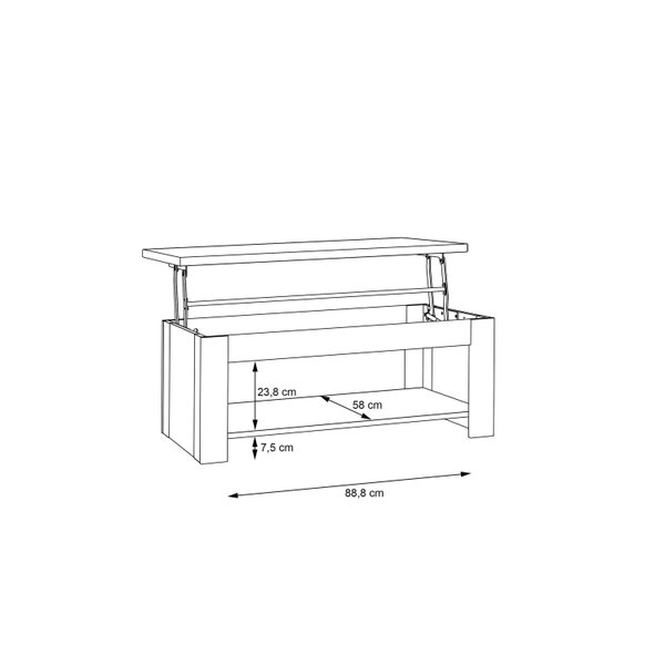 Wyld Haus Brimble Artisan Oak Wood Rising Coffee Table Bottom Shelf