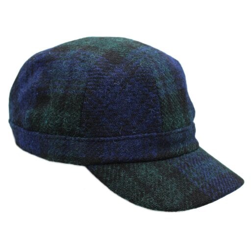Heather Hats & Accessories Harris Tweed Traditional Cadet Cap, Satin Lining, Outdoor Wear, Blackwatch Navy
