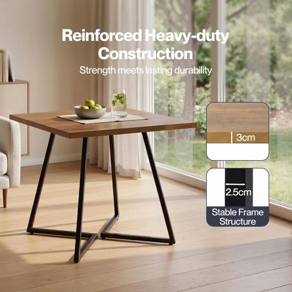 Levede dining table square dining table 80cm 25mm metal frame MDF Walnut