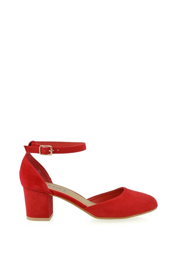 XY LONDON Chunky Strappy Mid Block High Heels Court Shoes