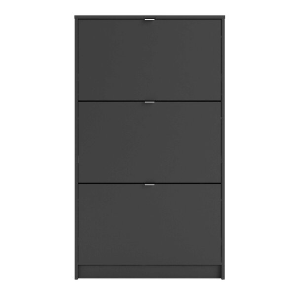 Wyld Haus Prague Black Shoe Cabinet 3 Flip Down Doors 6 Shelves