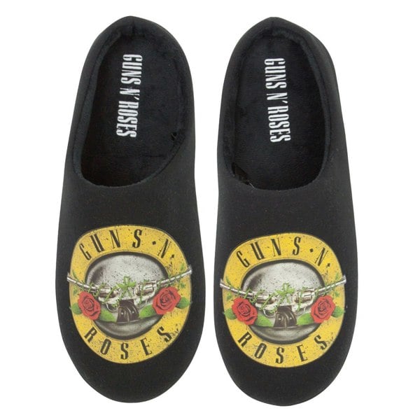 Guns N Roses Mens Band Logo Bullet Slippers - Black