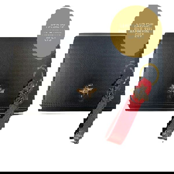 Love EMVY Leather Bee Gift Set – Genuine Leather Matinee Purse and Red Bee Keyring