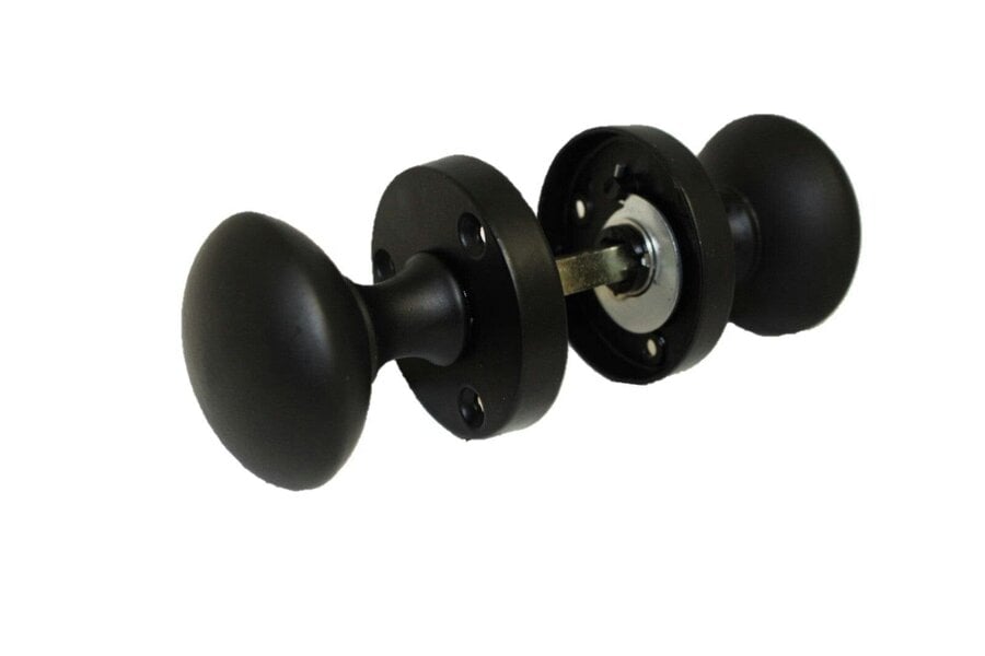 EDH Door Hardware Matt Black Round Door Knob Set Including Tubular Latch - Modern Victorian Style4
