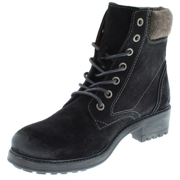 Frank James Warwick Suede Leather Womens Lace Up Block Heel Ankle Boots