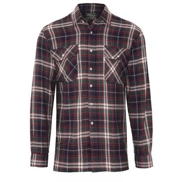 Champion Kempton check shirt in red and navy, front view showing classic collar, button front and chest pocket for everyday country wear