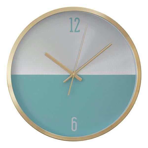 Elko 30cm Dia Silver Gold and Blue Finish Wall Clock