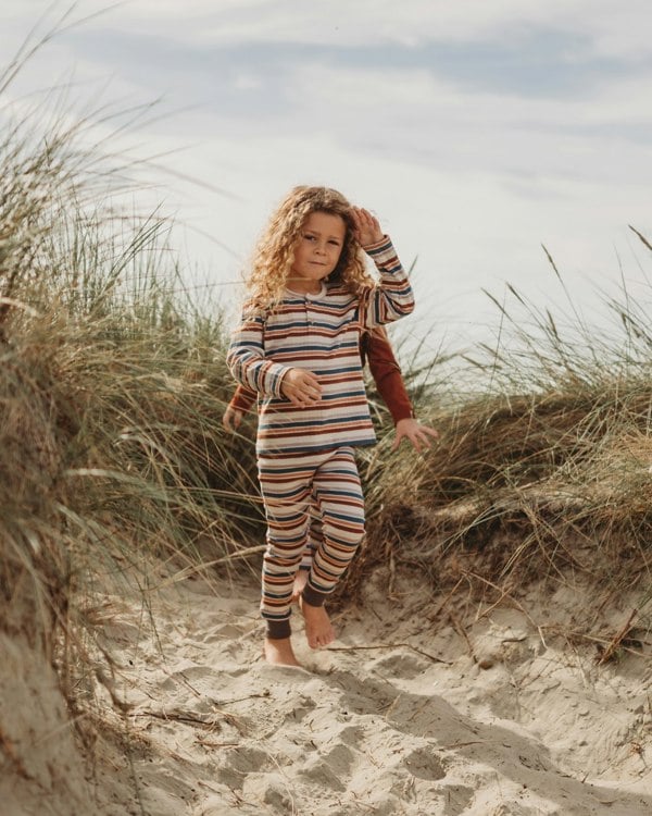 organic cotton Multicolour Retro Stripe Print Leggings - Image 1