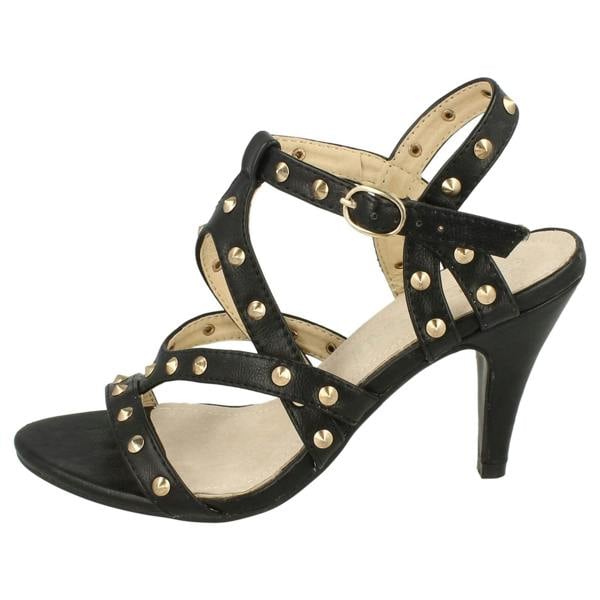 Spot On Ladies Spot On High Heel Studded Strap Sandal